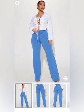 Fashion Nova Slate Blue Wide-Leg Pants